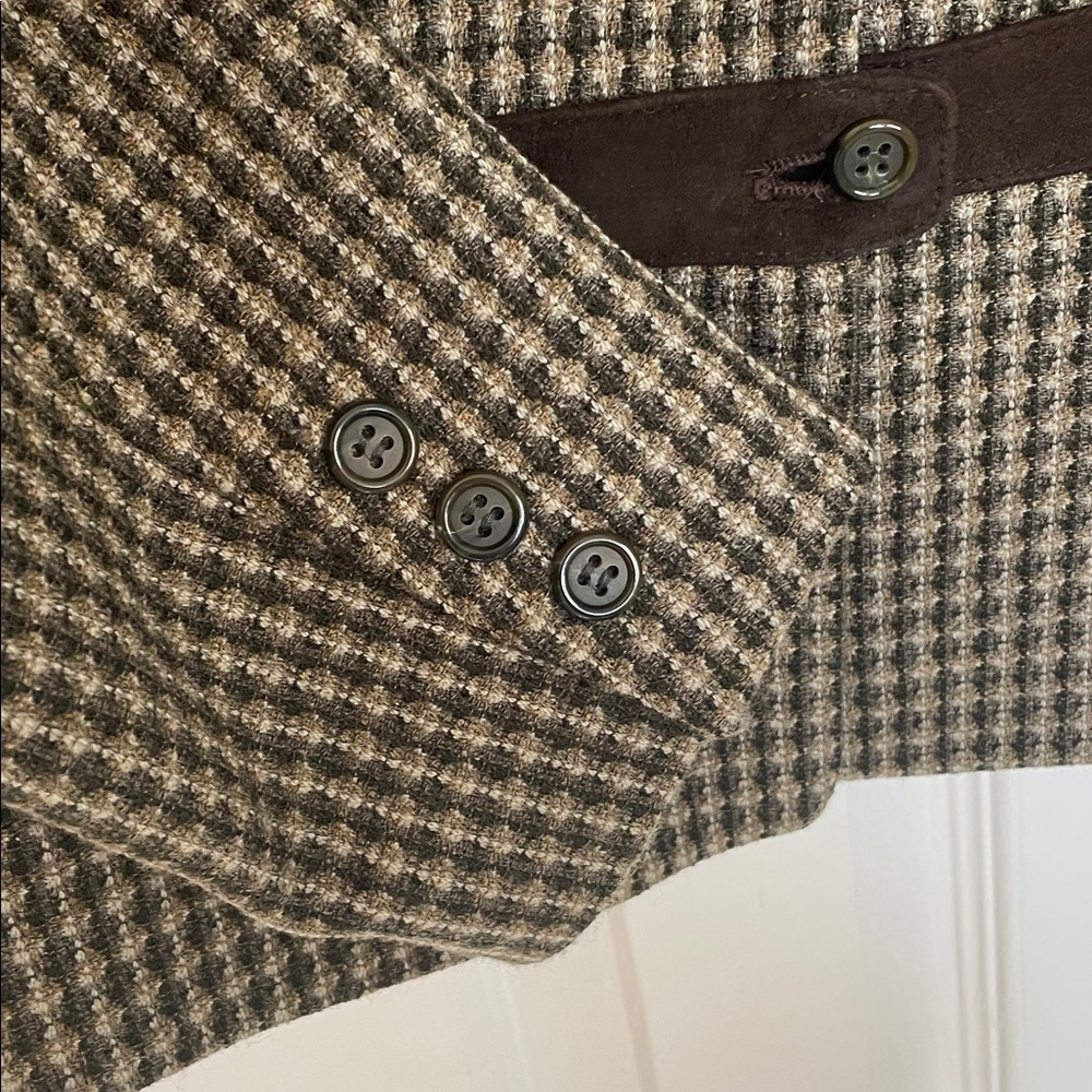 ANNE KLEIN TWEED V-NECK SEMI CROPPED BLAZER JACKET SUIT PAIRED WOOL PANTS SZ 8 - Picture 4 of 12